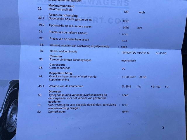 2012 hapert ta / al aanhangwagen mtm 2700kg - afbeelding 18 van  18