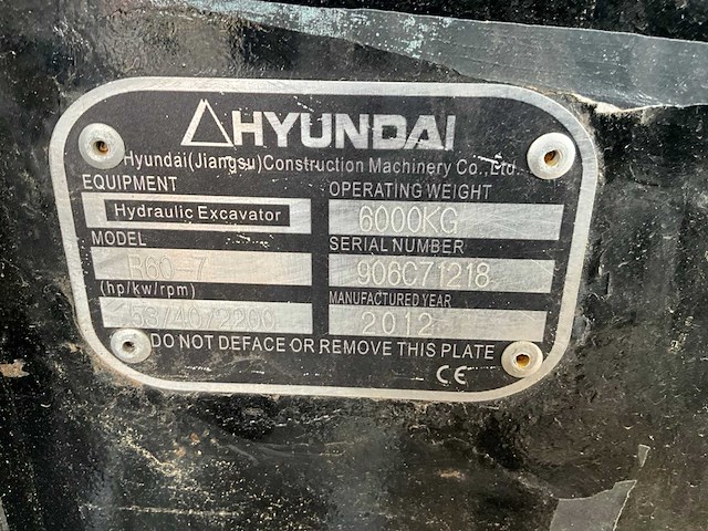2012 hyundai r60-7 midigraafmachine - afbeelding 29 van  35