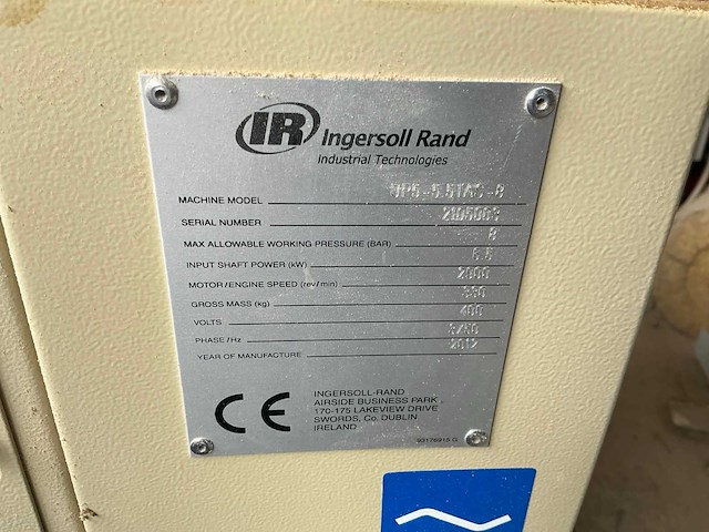 2012 ingersoll rand up5-5.5tas8 luchtcompressor - afbeelding 5 van  5