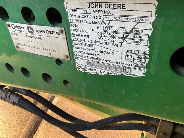 2012 john deere 6r170 vierwielaangedreven landbouwtractor - afbeelding 16 van  24