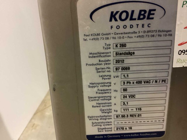 2012 kolbe k200 vleeszaagmachine - afbeelding 5 van  5