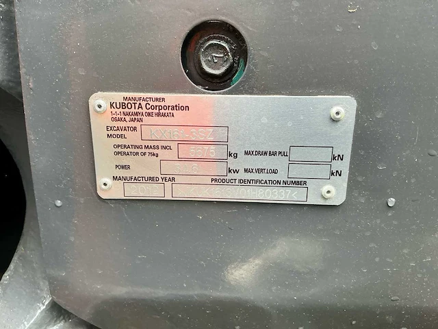 2012 kubota kx161-3sz midigraafmachine – 4.593 uur - afbeelding 8 van  22