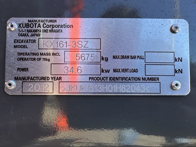 2012 kubota kx161-3sz midigraafmachine - afbeelding 33 van  39