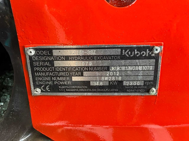 2012 kubota kx161-3sz midigraafmachine - afbeelding 20 van  26