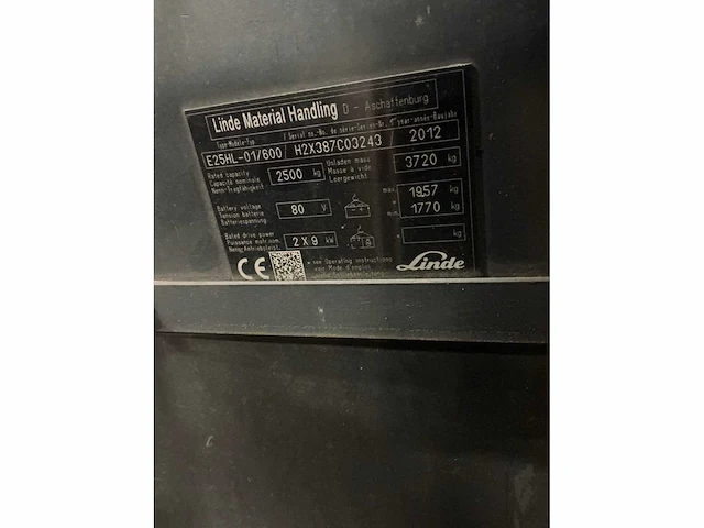 2012 linde e25hl-01/600 (3t)vorkheftruck met vernieuwde accu (15/11/23) - afbeelding 34 van  77