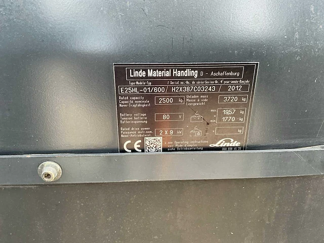 2012 linde e25hl-01/600 (3t)vorkheftruck met vernieuwde accu (15/11/23) - afbeelding 76 van  77