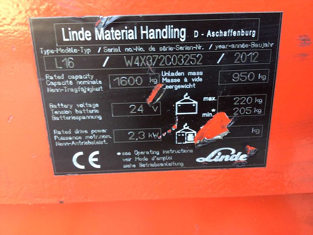 2012 linde l16 elektrische palletwagens - afbeelding 2 van  10