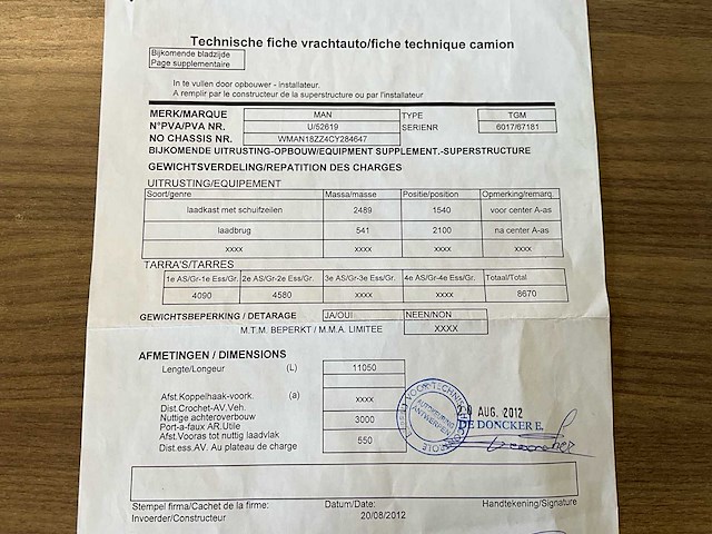 2012 man tgm250 zeilwagen - airco -automaat - afbeelding 52 van  55