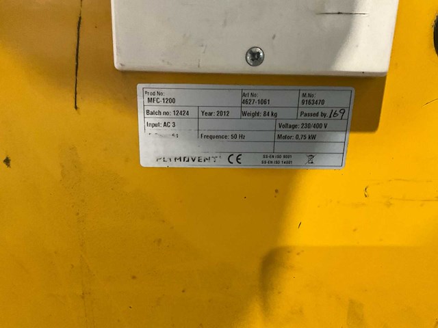 2012 plymovent mfc-1200 lasdampafzuiginstallatie - afbeelding 5 van  5