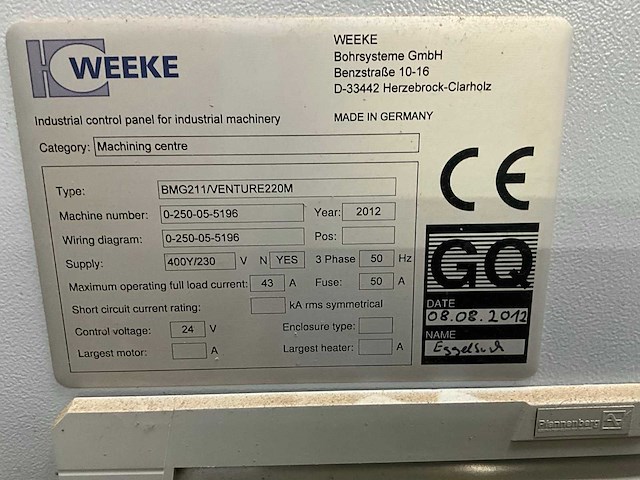 2012 weeke venture 220m verticale cnc -bewerkingscentra - afbeelding 6 van  20