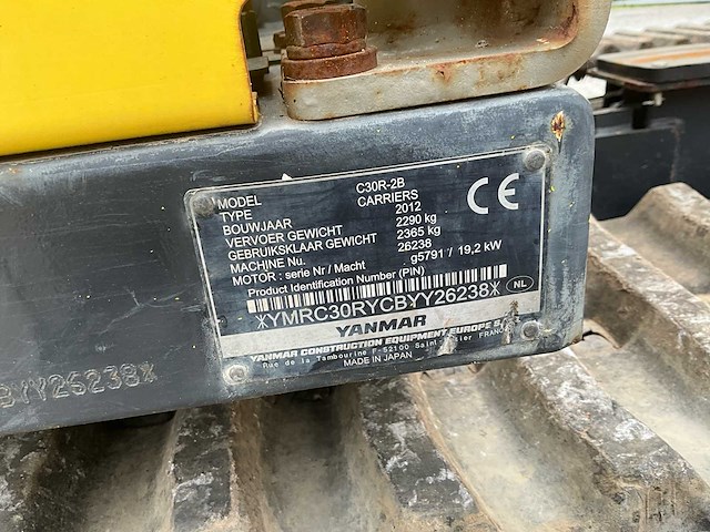 2012 yanmar c30r-2b rupsdumper / carrier - hydrostatische aandrijving - afbeelding 10 van  18