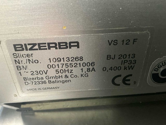 2013 bizerba vs12 f snijmachine - afbeelding 7 van  14