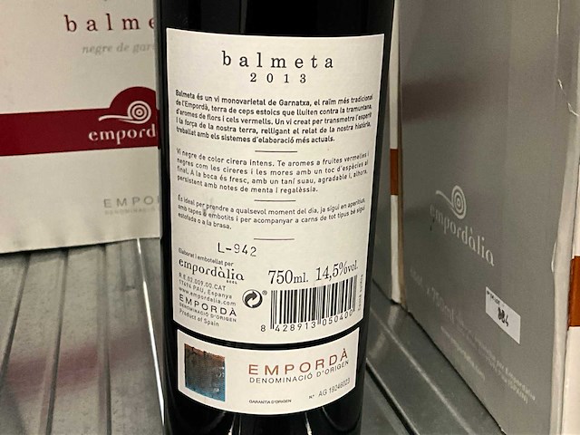2013 empordàlia balmeta rode wijn (11x) - afbeelding 2 van  3