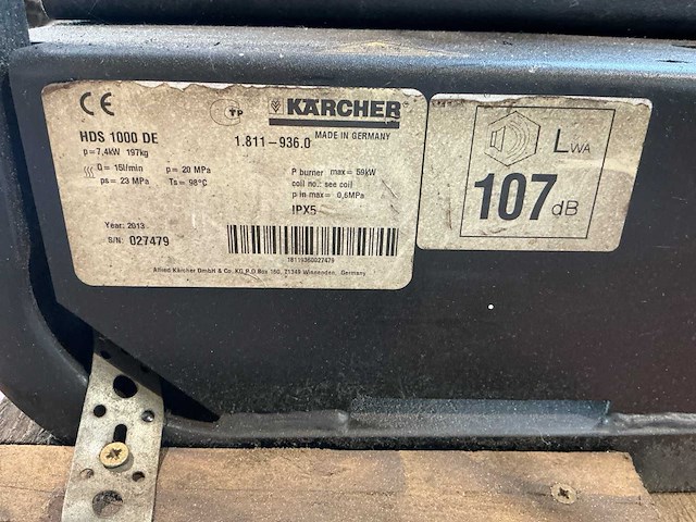 2013 karcher hds 1000 de - yanmar hogedrukreiniger - afbeelding 6 van  6