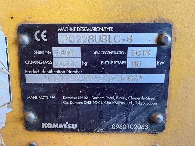 2013 komatsu pc228uslc-8 rupsgraafmachine - afbeelding 8 van  27