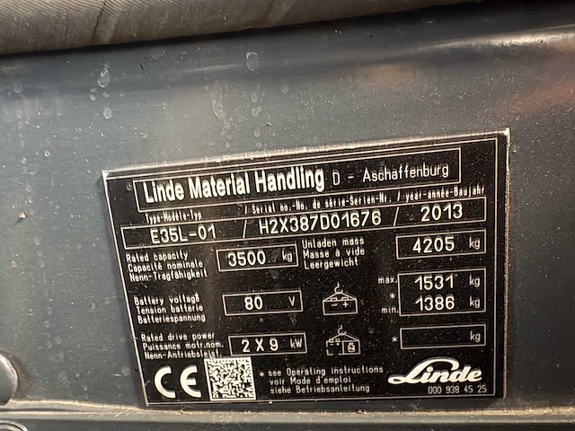 2013 linde e35l-01 vorkheftruck - afbeelding 15 van  25