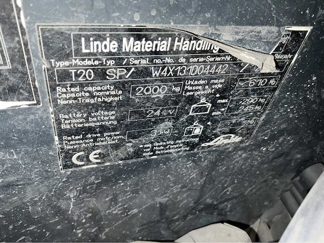 2013 linde t20 elektrische palletwagen (61020-199) - afbeelding 3 van  11
