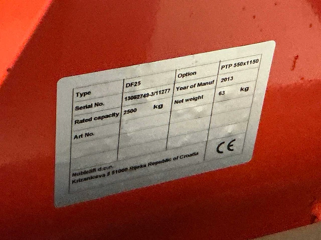 2013 noblelift df25 hand hydraulische palletwagen - afbeelding 4 van  4