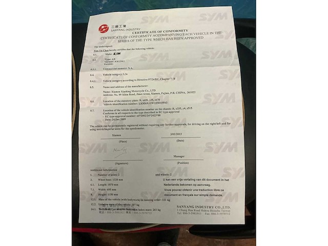 2013 sym 125cc,ax ax12w1 scooter - afbeelding 6 van  6