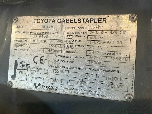 2013 toyota triago48 18 8fbet18 vorkheftruck - afbeelding 1 van  1