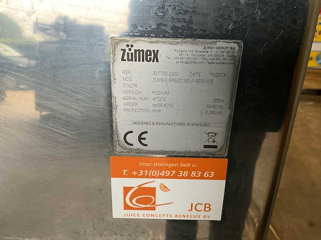2013 zumex speed self-service automatische sinaasappelpers - functioneel - afbeelding 5 van  8