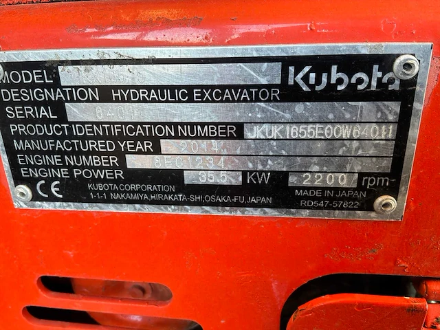 2014 - kubota - kx165 - tracked excavator - afbeelding 3 van  20