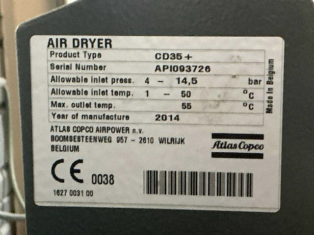 2014 atlas copco cd 35+ luchtdroger - afbeelding 4 van  4