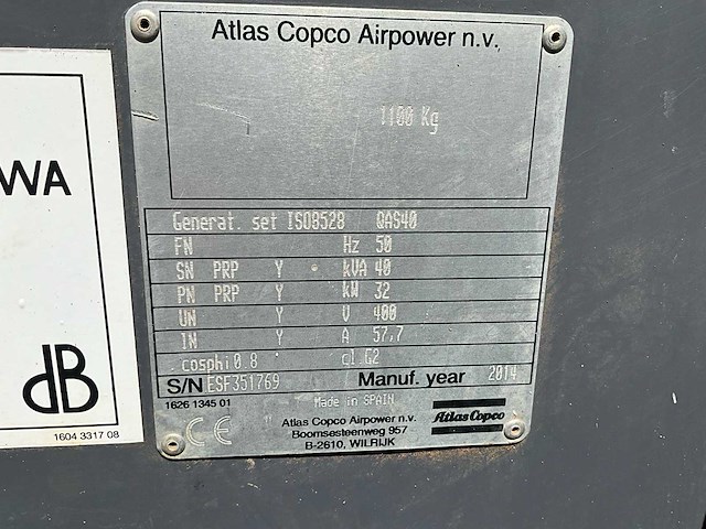 2014 atlas copco qas 4 generatorset geluidsisolerend diesel generatorset diverse werken - afbeelding 5 van  10