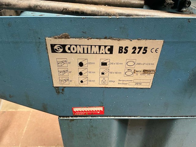 2014 contimac bs 275 metalen horizontale bandzaagmachine - afbeelding 13 van  17