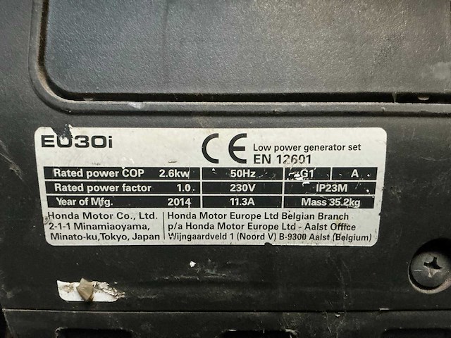 2014 honda eu30i stroomgenerator - afbeelding 5 van  5