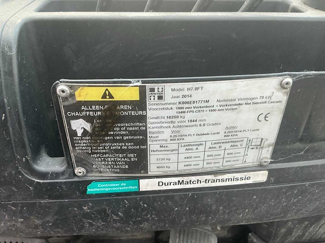 2014 hyster h7.0ft vorkheftruck (68072-49) - afbeelding 16 van  23