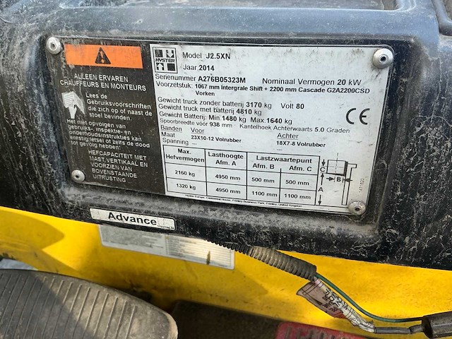 2014 hyster j2.5xn vorkheftruck - afbeelding 2 van  3