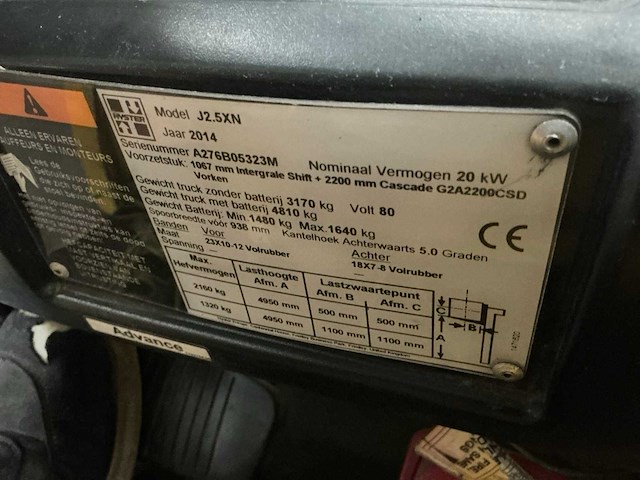 2014 hyster j2.5xn vorkheftruck - afbeelding 9 van  21