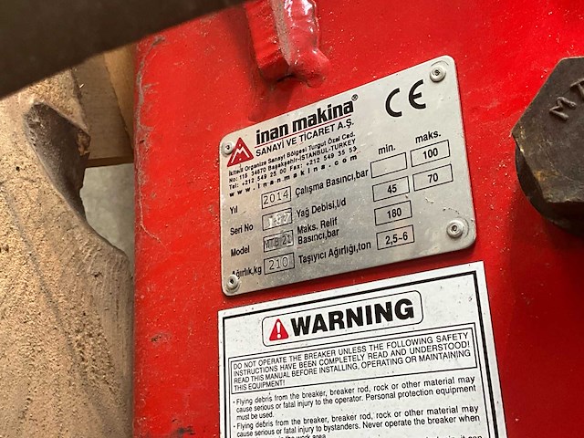 2014 inan makina mtb 21 hydraulische breker / betonbreker - afbeelding 5 van  5