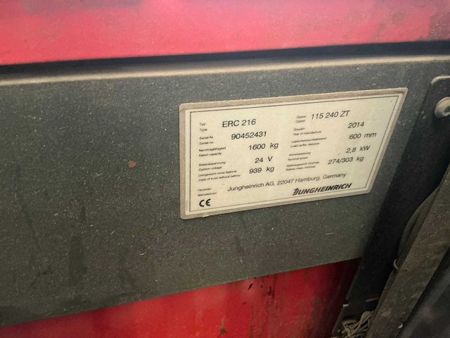 2014 jungheinrich erc216 stapelaar (62015-11) - afbeelding 9 van  17