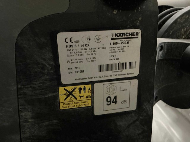 2014 kärcher hds 6/14c hogedrukreiniger - afbeelding 4 van  4