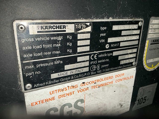 2014 kärcher km 130/300 r lpg zelfrijdende veegmachine (69001-52) - afbeelding 8 van  16