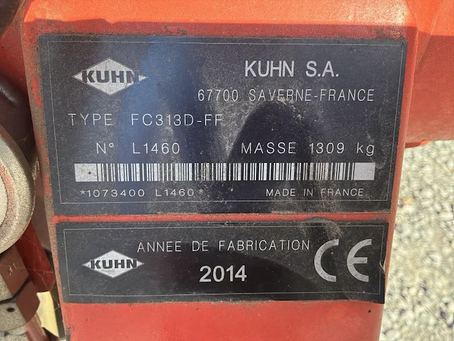 2014 kuhn fc313d-ff gedragen schijvenmaaier / kneuzer - afbeelding 11 van  19