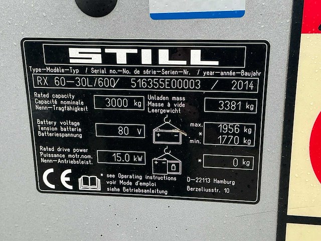 2014 still rx 60-30l vorkheftruck - afbeelding 4 van  9