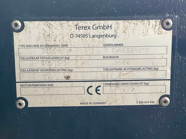 2014 terex tw85 banden graafmachine - afbeelding 10 van  21
