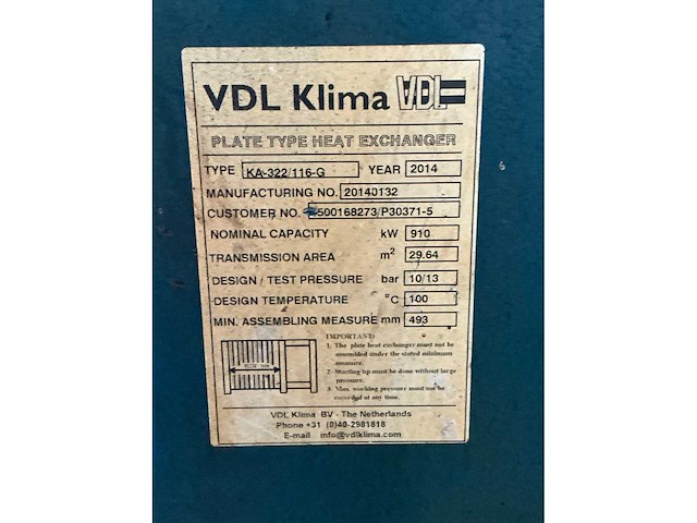 2014 vdl klima ka-322/116-g warmtewisselaar - afbeelding 3 van  4
