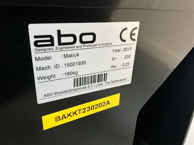 2015 abo matic4 broodsnijmachine - afbeelding 10 van  12