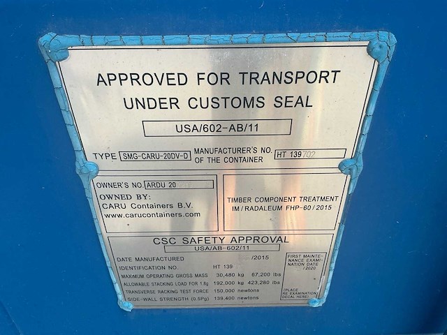 2015 caru 20 dv opslagcontainer - afbeelding 8 van  8