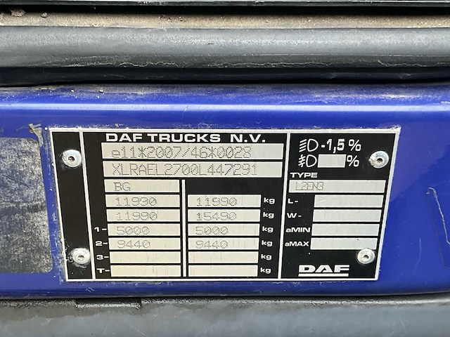 2015 daf lf 220fa euro 6 - hydraulische laadklep - airco - afbeelding 29 van  48