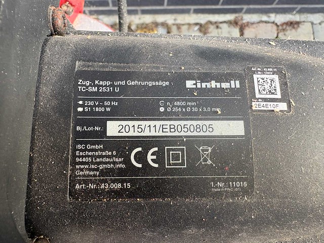 2015 einhell tc-sm2531 afkortcirkelzaagmachine - afbeelding 5 van  5