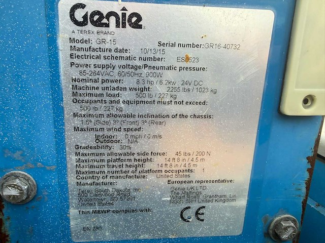 2015 genie gr-15 runabout hoogwerker - afbeelding 12 van  15