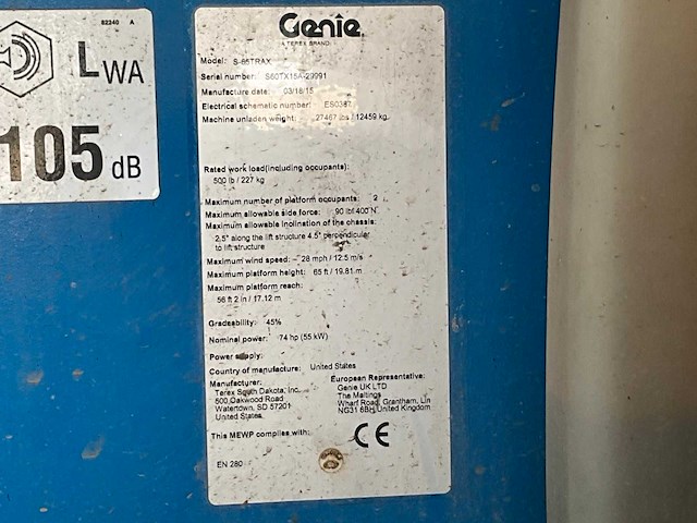 2015 genie s65trax hoogwerker - afbeelding 29 van  35