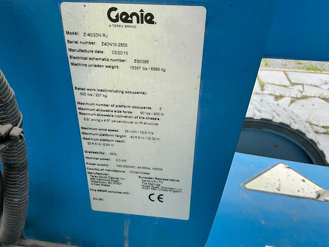 2015 genie z-40/23n rj hoogwerker - afbeelding 7 van  16