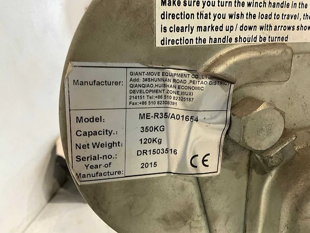 2015 giant-move equipment me-r35/a01654 materiaallift - afbeelding 8 van  9
