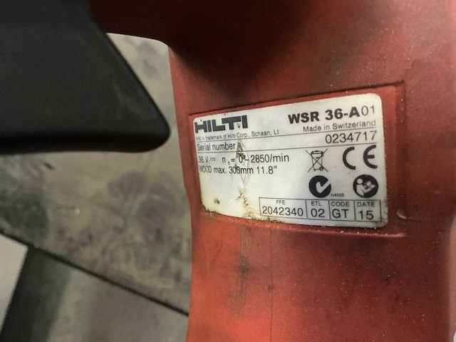 2015 hilti wsr 36-a reciprozaag - afbeelding 5 van  9